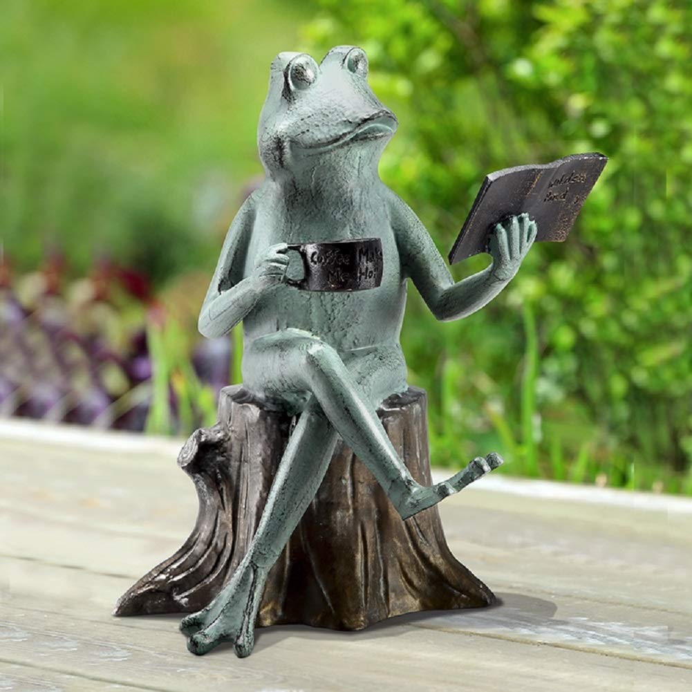 彫刻・オブジェ 5ART Amazon.com: SPI Home Cast Aluminum Joy of Reading Frog Garden